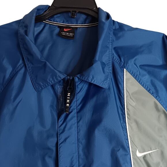 Nike Vintage Windbreaker Jacket XL Blue Y2K Embroidered Swoosh Track Performance - Picture 3 of 15
